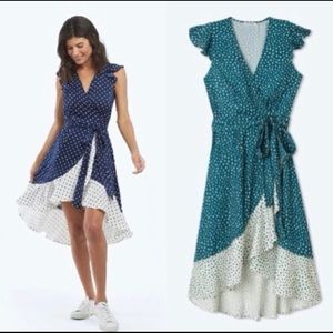 Summersalt Teal The Beach to Brunch Wrap Dress